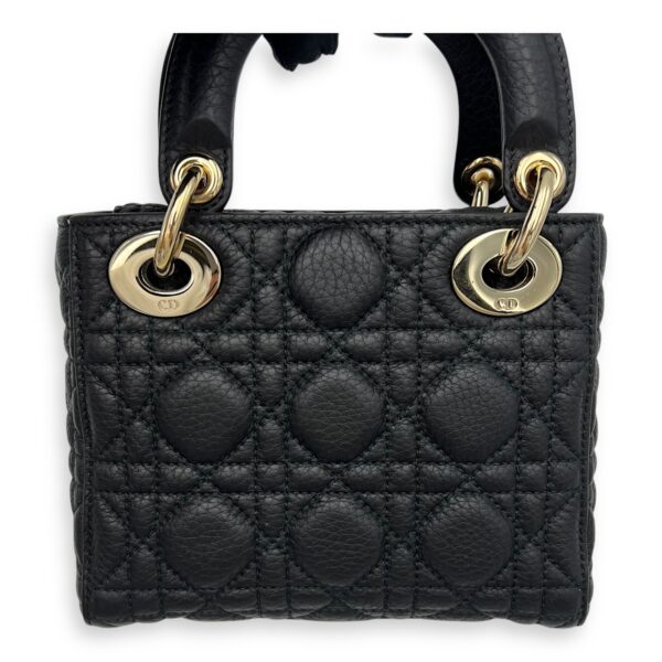 Lady Dior Top Handle Bag Mini Black in Calfskin, Light Gold hardware - Image 14