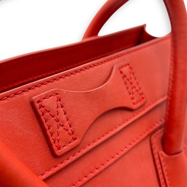 Luggage Top Handle Bag Micro Red in Calfskin, Gold hardware - Image 16