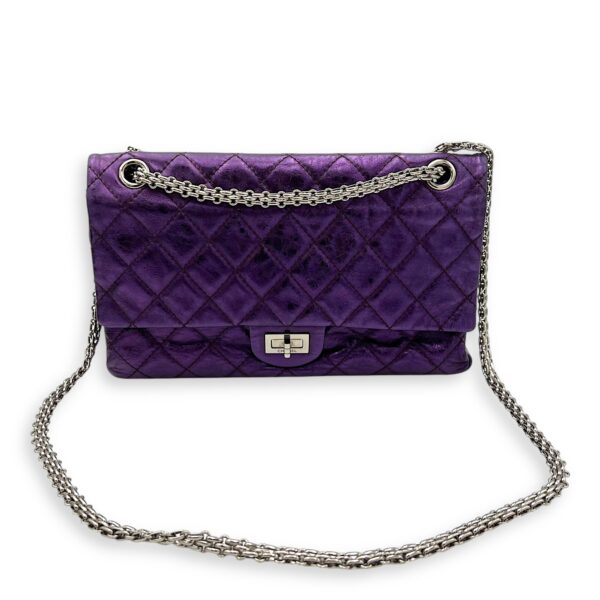 2.55 Reissue 226 Purple Shoulder Bag in Metallic Calfskin, Silver hardware - Image 16