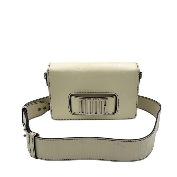 J'adior White Crossbody Bag in Calfskin, Silver hardware - Image 19