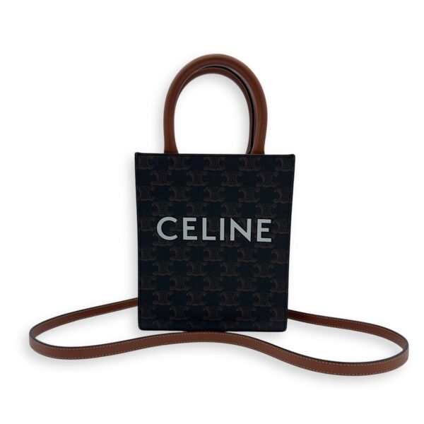Cabas Triomphe Vertical Top Handle Bag Brown in Coated Canvas - Image 15