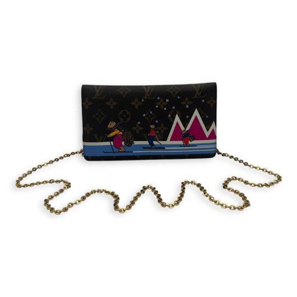 Christmas Animation Pochette Wallet On Chain Brown in Monogram Coated Canvas, Gold hardware - Image 17