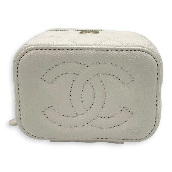 CC Vanity Bag White in Caviar Leather, Gold hardware - Image 5