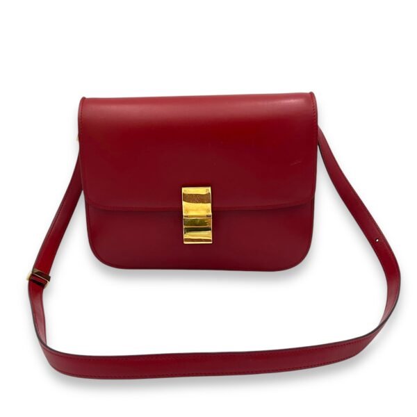 Box Medium Red Shoulder Bag in Calfskin, Gold hardware - Image 9