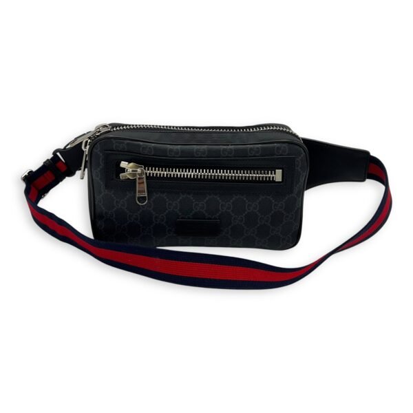 GG Supreme Belt Bag Black in Monogram Coated Canvas, Silver hardware - Image 10