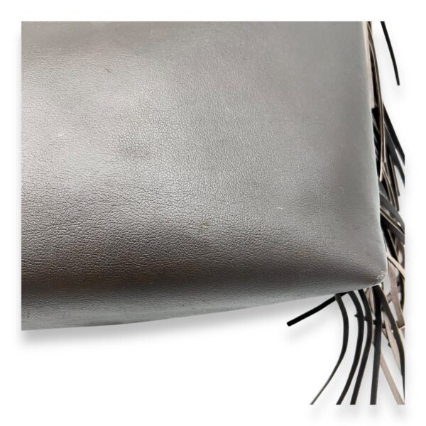 East West Shopping Fringe Tote Bag Grey in Calfskin, Silver hardware - Image 9