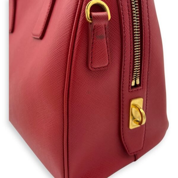 Logo Top Handle Bag Red in Saffiano Leather, Gold hardware - Image 17