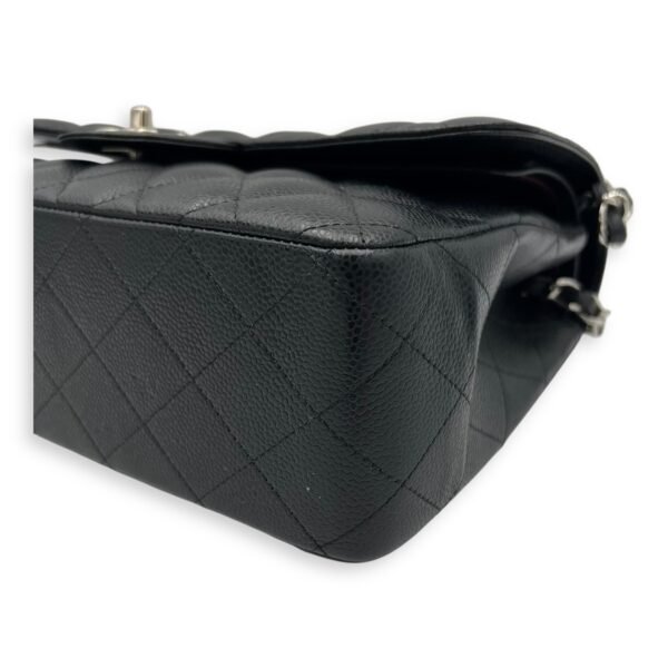 Classic Double Flap Jumbo Black Shoulder Bag in Caviar Leather, Silver hardware - Image 9