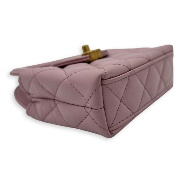 Kelly Top Handle Bag Nano Pink in Calfskin, Gold hardware - Image 8