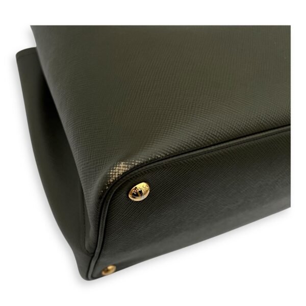 Double Top Handle Bag Green in Saffiano Leather, Gold hardware - Image 11