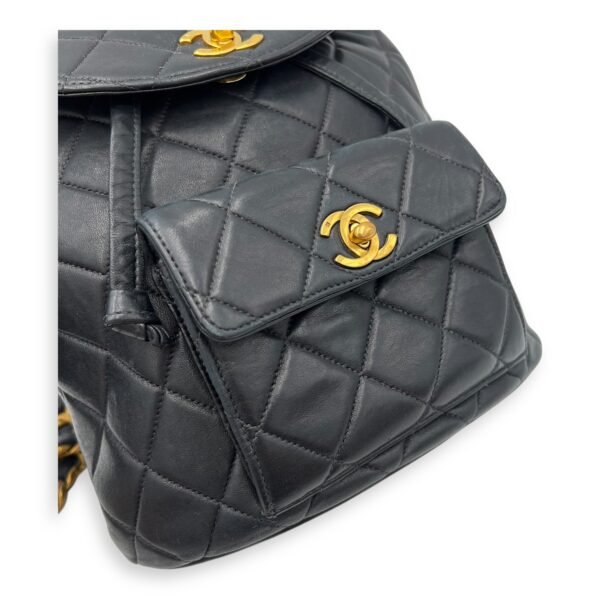 Duma Backpack Black in Calfskin, Gold hardware - Image 19