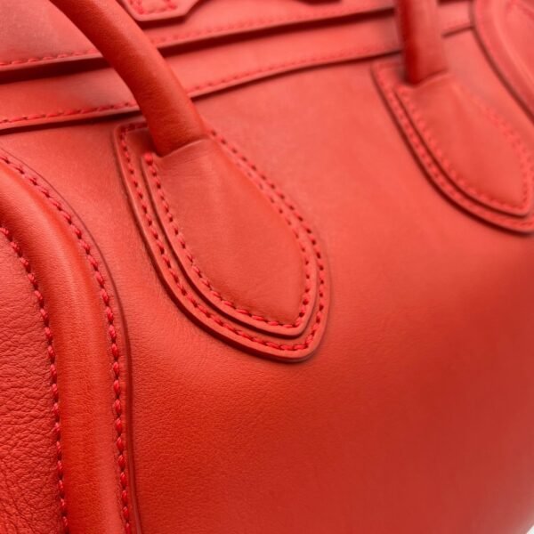 Luggage Top Handle Bag Micro Red in Calfskin, Gold hardware - Image 17
