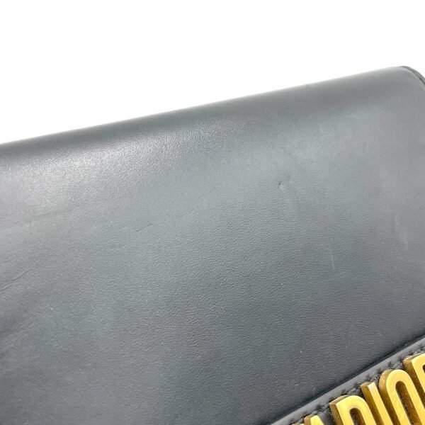 J'adior Black Wallet On Chain in Calfskin, Brushed Gold hardware - Image 6