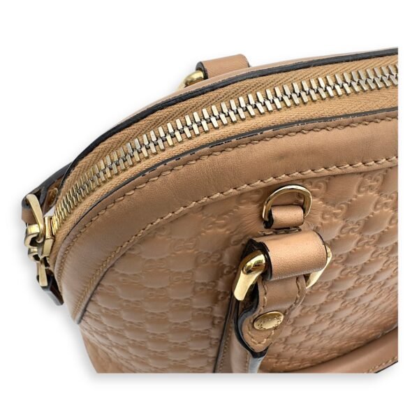 Dome Top Handle Bag Beige in Calfskin, Gold hardware - Image 18