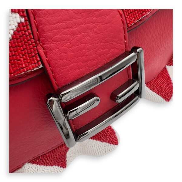 Baguette Shoulder Bag Red in Calfskin, Silver hardware - Image 14