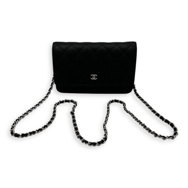CC Wallet On Chain Black in Caviar Leather, Silver hardware - Image 38