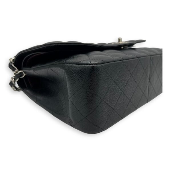 Classic Double Flap Jumbo Black Shoulder Bag in Caviar Leather, Silver hardware - Image 8