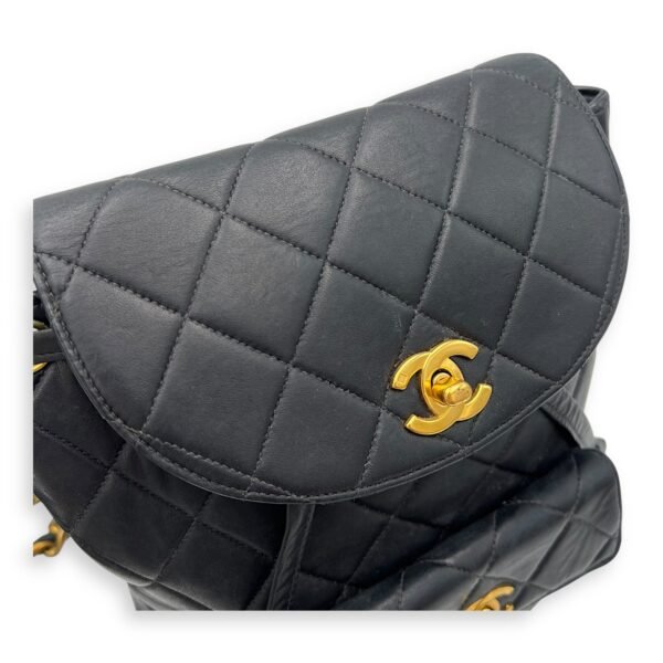 Duma Backpack Black in Calfskin, Gold hardware - Image 18