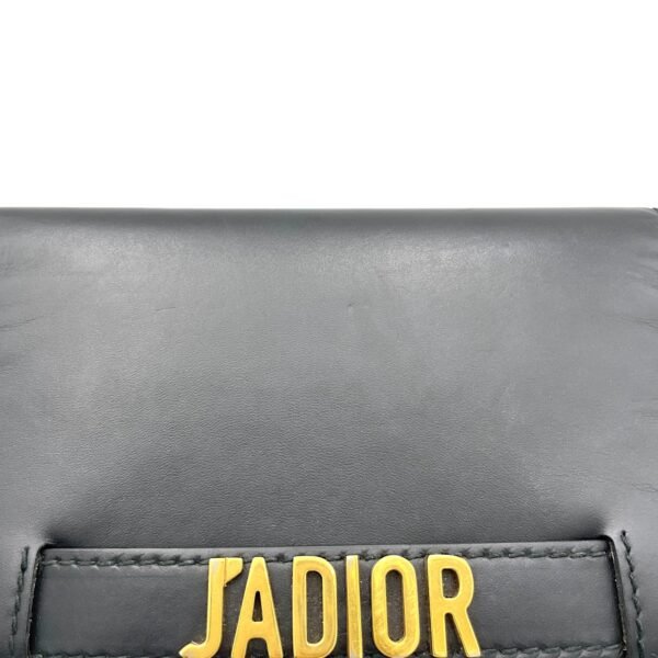 J'adior Black Wallet On Chain in Calfskin, Brushed Gold hardware - Image 7