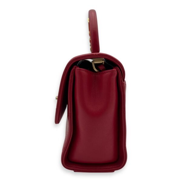 CC Pearl Top Handle Bag Red in Lambskin, Gold hardware - Image 3