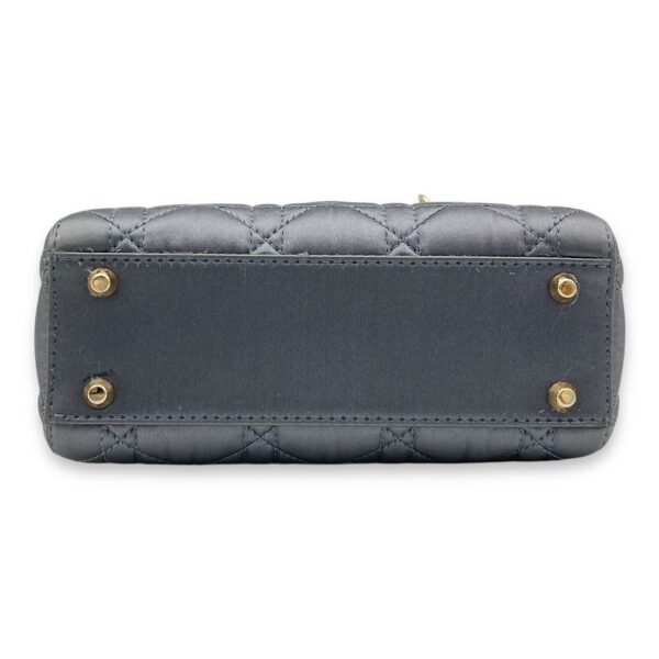 Lady Dior Top Handle Bag Mini Grey in Satin, Gold hardware - Image 5