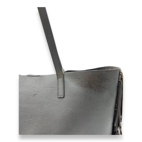 East West Shopping Fringe Tote Bag Grey in Calfskin, Silver hardware - Image 11