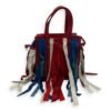 Bazar Fringe Detailed Multi-colour Tote Bag in Distressed Leather, Silver hardware - Image 2