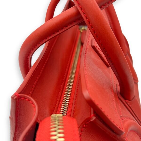 Luggage Top Handle Bag Micro Red in Calfskin, Gold hardware - Image 19
