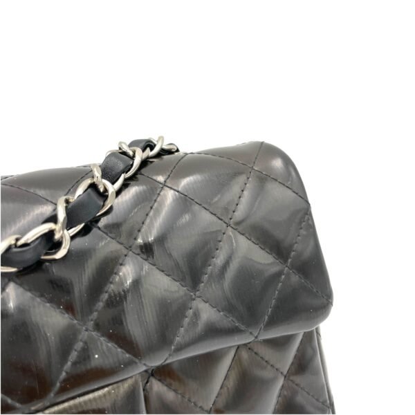 Classic Flap Gradient Black Crossbody Bag in Patent Leather, Silver hardware - Image 9