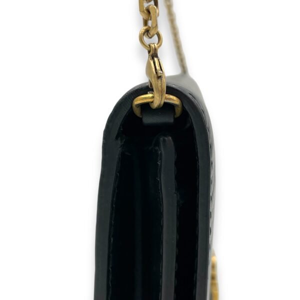 J'adior Black Wallet On Chain in Calfskin, Brushed Gold hardware - Image 8
