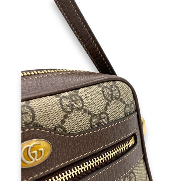 GG Supreme Web Ophidia Brown Crossbody Bag in Monogram Coated Canvas, Gold hardware - Image 9
