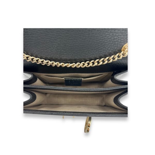 Interlocking G Small Black Crossbody Bag in Calfskin, Light Gold hardware - Image 6