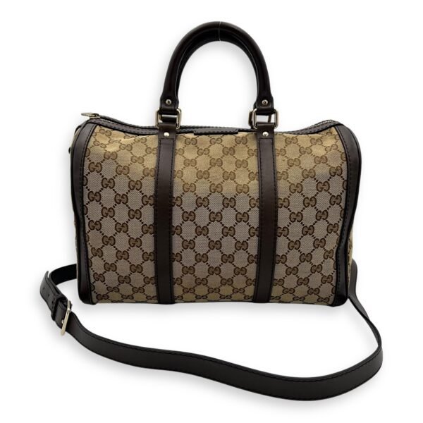 Boston Top Handle Bag Brown in Canvas, Gold hardware - Image 17