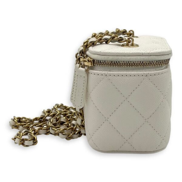 CC Vanity Bag White in Caviar Leather, Gold hardware - Image 3