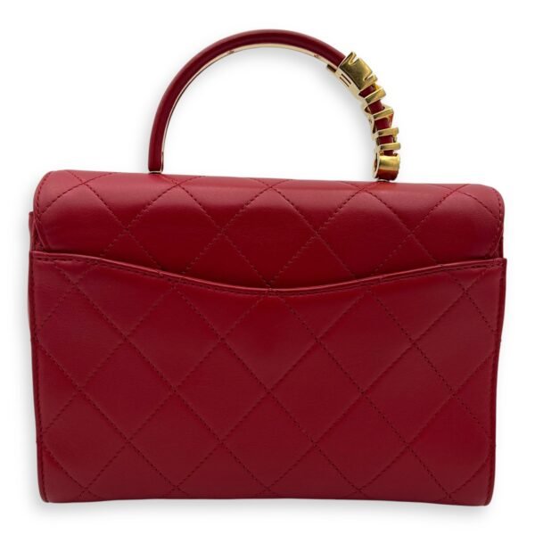 CC Pearl Top Handle Bag Red in Lambskin, Gold hardware - Image 2