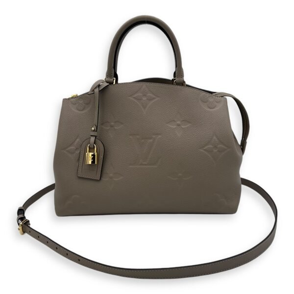 Grand palasis Top Handle Bag MM Grey in Calfskin, Gold hardware - Image 13