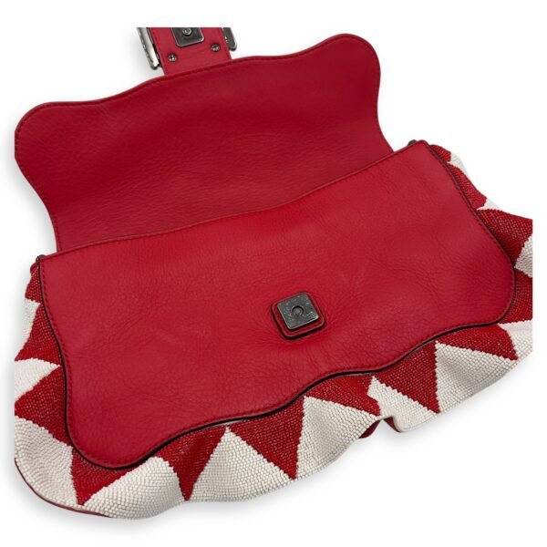 Baguette Shoulder Bag Red in Calfskin, Silver hardware - Image 22