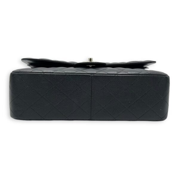 Classic Double Flap Jumbo Black Shoulder Bag in Caviar Leather, Silver hardware - Image 5