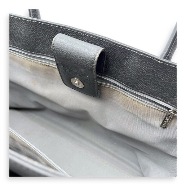 Executive Perf Top Handle Bag Grey in Calfskin, Silver hardware - Image 20