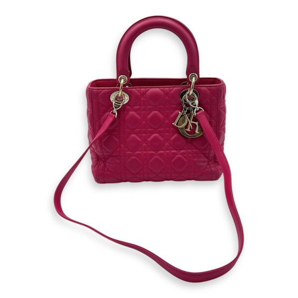 Lady Dior Medium Pink Top Handle Bag in Lambskin, Gold hardware - Image 20