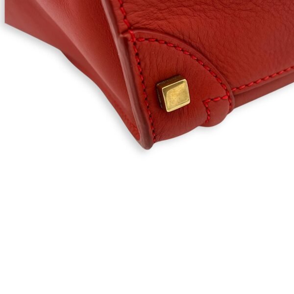 Luggage Top Handle Bag Micro Red in Calfskin, Gold hardware - Image 20