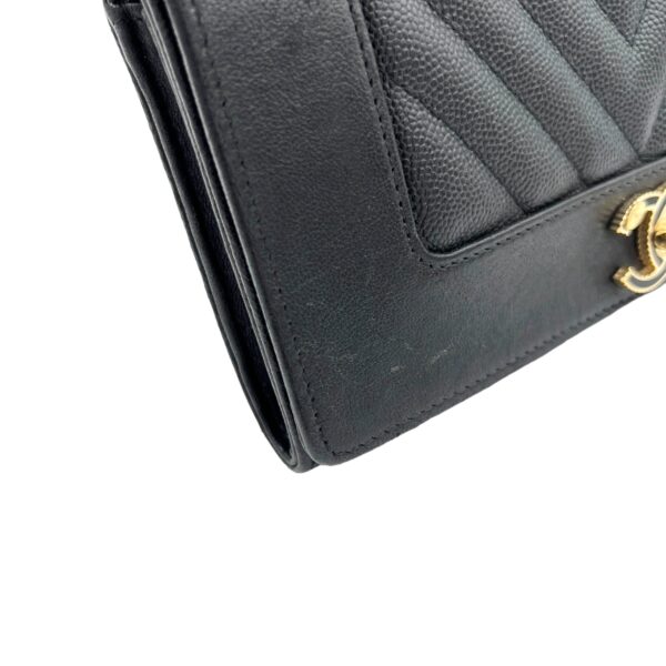 Mademoiselle Black Wallet in Caviar Leather, Gold hardware - Image 10