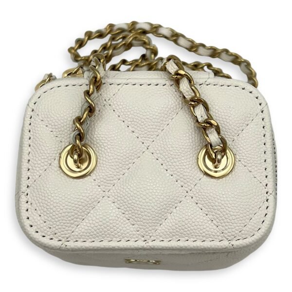 CC Vanity Bag White in Caviar Leather, Gold hardware - Image 8