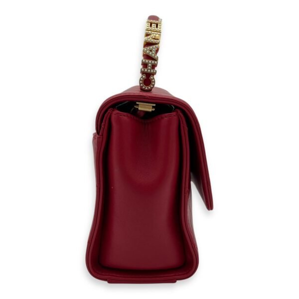CC Pearl Top Handle Bag Red in Lambskin, Gold hardware - Image 4