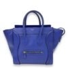 Luggage Top Handle Bag Mini Blue in Calfskin, Gold hardware