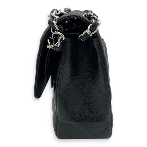 Classic Double Flap Jumbo Black Shoulder Bag in Caviar Leather, Silver hardware - Image 3
