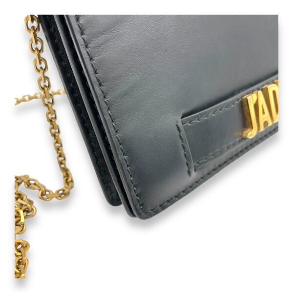 J'adior Black Wallet On Chain in Calfskin, Brushed Gold hardware - Image 10