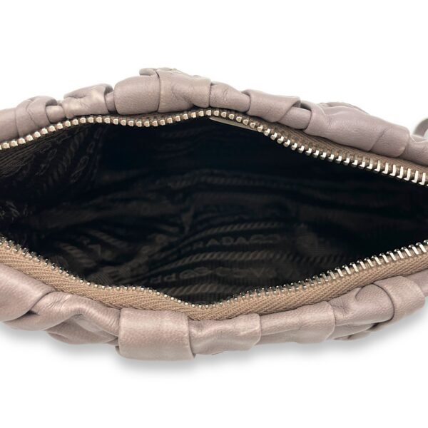 Logo Grey Pouch in Lambskin, Silver hardware - Image 11