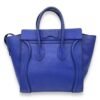 Luggage Top Handle Bag Mini Blue in Calfskin, Gold hardware - Image 2