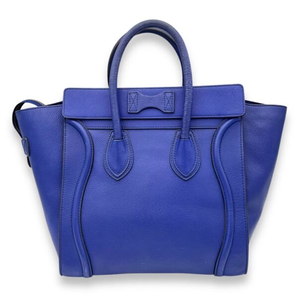 Luggage Top Handle Bag Mini Blue in Calfskin, Gold hardware - Image 2
